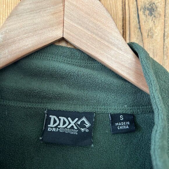 Men's DDX Dri-Duck Small Dark Green Quarter Zip Fleece Sweater Pullover‎ V-Neck - Picture 3 of 11
